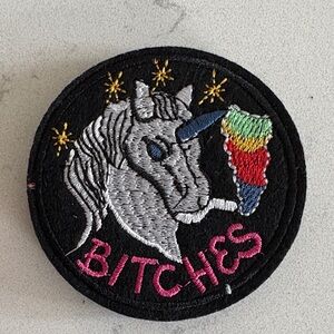 Unicorn Embroidered Patch with Rainbow Horn